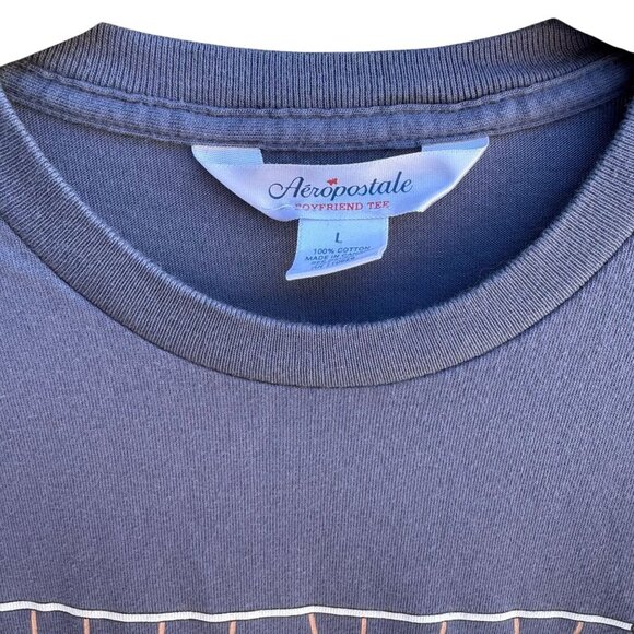 Aeropostale Vintage Y2K Babydoll Animal Swing Graphic Boyfriend Tee Blue Shirt M - Picture 5 of 8